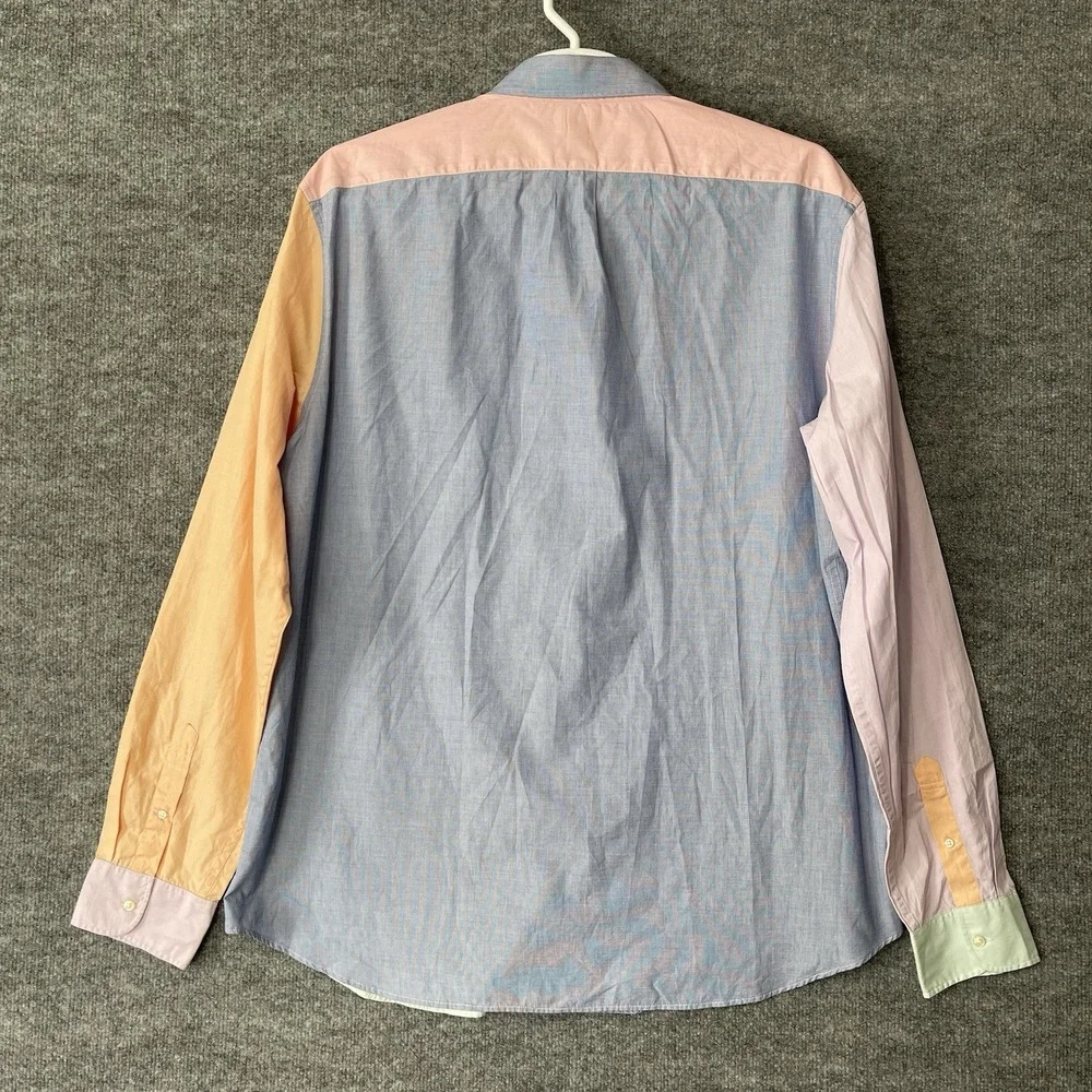 J Crew Shirt Mens 2XLT Button Down Pastel Colorblock‎ Long Sleeve Poplin Easter